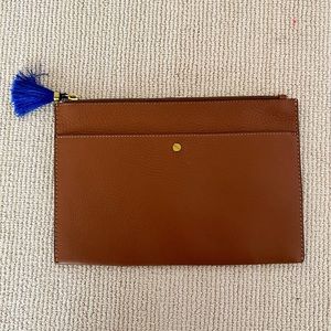NWT J.Crew Large Signet Pouch in Italian Marbled Leather